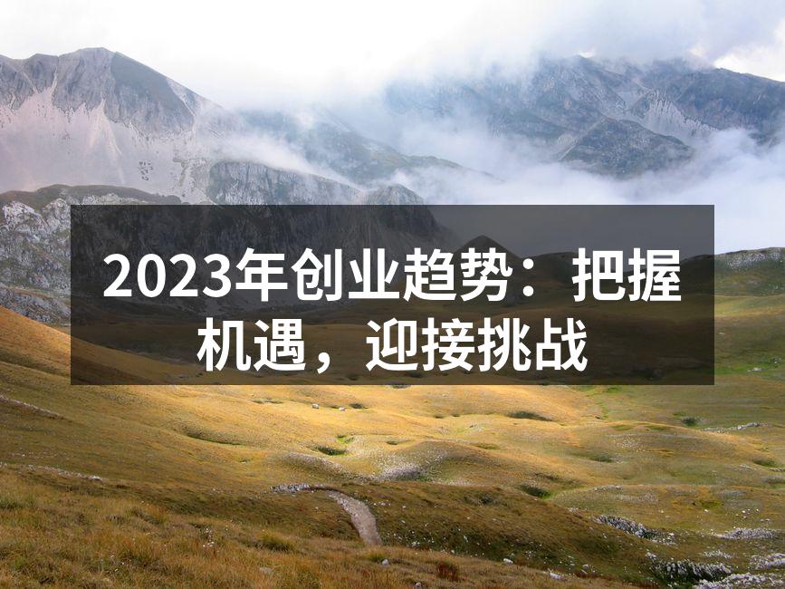 2023年创业趋势：把握机遇，迎接挑战