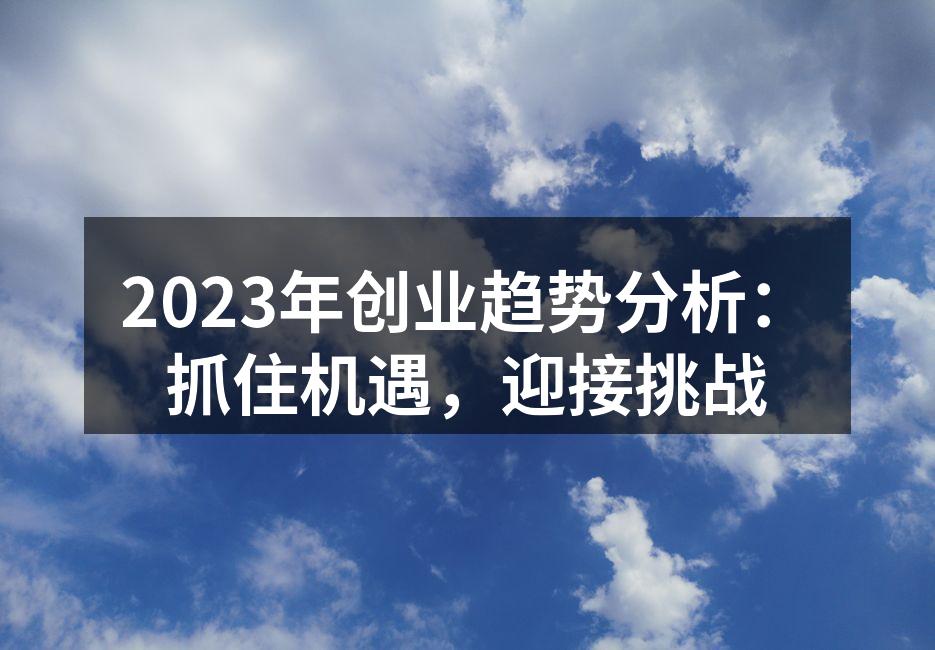 2023年创业趋势分析：抓住机遇，迎接挑战
